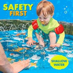 Tapis d'extérieur pour jeux aquatiques avec bords décoratifs, fontaine à eau, piscine pour bébé, jouets aquatiques interactifs d'été - Product Image 3