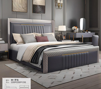 Lit King Size en Cuir Capitonnée, Mobilier de Chambre de Luxe pour Villa, Vente Directe Usine