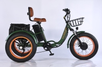 Triciclo Eléctrico de 3 Ruedas con Llantas Gruesas de 20 Pulgadas, Triciclo de Carga, Batería de Litio de 48V, Motor sin Escobillas de 500W, Cestas Plegables para Adultos