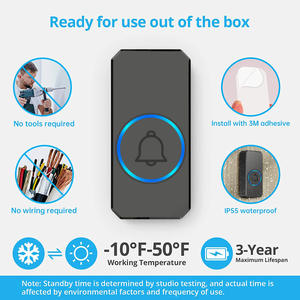 ชุดกริ่งประตูดิจิตอลไร้สายกันน้ำสำหรับโรงแรม เสียงเรียกเข้าปรับแต่งได้ พร้อมปุ่มดีไซน์ใหม่ที่ได้รับสิทธิบัตร - Product Image 6