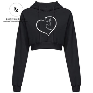 เสื้อฮู้ดครอปแขนยาวสำหรับฤดูหนาว คุณภาพ<span class=keywords><strong>ดี</strong></span> ทนทาน ปักลายได้ตามสั่ง ผ้าสี่ทางยืดหยุ่น ไม่หดตัว สำหรับผู้หญิง - Product Image 5