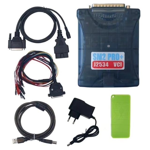 SM2 PRO+ J2534 Transparent Case Green PCB Automotive Diagnostic Tool USB Dongle Code Reader English for Cars