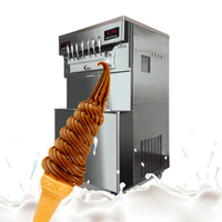 Nouvelle machine à crème glacée certifiée CE 150L haute productivité avec yaourt et chocolat, 7 saveurs, glace molle et refroidisseur rapide
