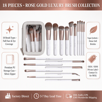 Ensemble de pinceaux de maquillage blancs de luxe BS-MALL, kit de marque privée OEM, professionnel, 18 pièces, outils cosmétiques véganes, pinceaux avec sac cosmétique