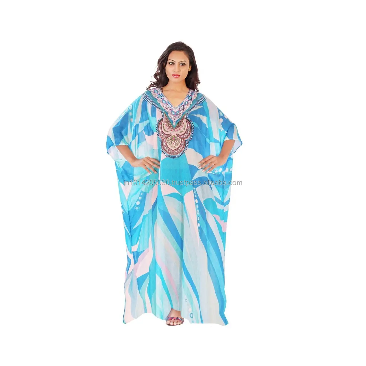 Vestuário Tradicional Kaftan Mulheres Muçulmano Impresso Kaftan Disponível a Preço de Atacado de Exportador Indiano