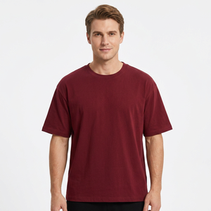 T-shirt en jersey tricoté décontracté pour homme, col rond, manches courtes, couleur unie, coton anti-plis, grande taille 260G, fabriqué au Bangladesh - Product Image 5
