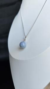 Collier pendentif en jadéite naturelle de type Jadeite Paradise, d'inspiration vintage, avec diamant cultivé, plaqué argent 925, certifié NGTC - Product Image 2