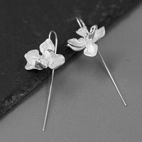 Modische Hängeohrringe 925 Sterling Silber Vergoldet Luxuriöses Trendiges Schmetterling-Orchideen-Blumen-Design für Hochzeiten Partys Geschenke