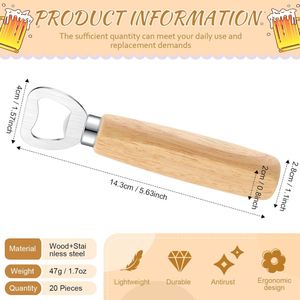 Ouvre-boîte manuel multifonctionnel en acier inoxydable avec manche en bois, gravure laser personnalisée, promotionnel, durable et écologique - Product Image 2