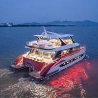 Yacht catamaran en fibre de verre super luxueux de 70 pieds, moteurs intégrés pour bateaux soudés durables, pour le transport touristique et sportif en mer et en rivière