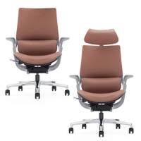 Chaise de bureau ergonomique moderne et confortable pivotante en maille et cuir PU/véritable avec appui-tête et repose-pieds réglables et fonction rafraîchissante