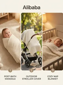 Toalla con Capucha para Bebé, Forro Polar 3D Acolchado, Envoltura de Baño para Bebés, Suave, Certificación OEKO-TEX, Venta al Por Mayor OEM - Product Image 5
