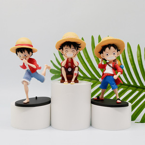 HESPER Juego de 3 Figuras de PVC de One <span class=keywords><strong>Piece</strong></span>, Luffy Sonriente y Corriendo, Nuevas Figuras de Anime, Regalos - Product Image 1