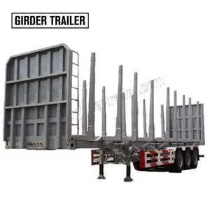 Steel Material and Truck Trailer Use tri-axle 60 ton flat bed logging truck semi trailer with bolster