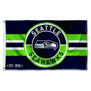 Grosir bendera tim sepak bola poliester 100% harga murah bendera Seattle Seahawk 3x5 kaki poliester