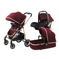 Poussette de luxe de haute qualité noire et blanche 3 en 1 pliable bidirectionnelle avec panier, siège auto, cadre en acier inoxydable
