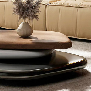 <span class=keywords><strong>Mesa</strong></span> de Centro Moderna y Duradera de Madera Maciza con Diseño Ovalado y Ondulado para Muebles de Sala de Estar - Product Image 4