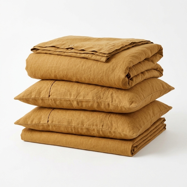 Luxury Soft French Washed 100% Linen Bedding Set 4pcs Breathable Bed Sheet Set for Home Hotel