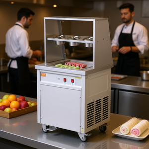 Machine à glace commerciale Vevor 13,8 x 13,8 en acier inoxydable pour glaces roulées avec 2 racloeurs - Product Image 2