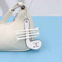 Nouveau porte-tee de golf en cuir PU en forme de club de golf avec mousqueton, pochette pour tee de golf en cuir PU, accessoires de tee de golf, cadeau promotionnel