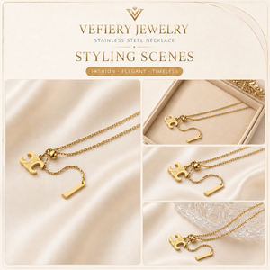 Collier ajustable en acier inoxydable plaqué or avec pendentif géométrique tendance pour femme - Product Image 2