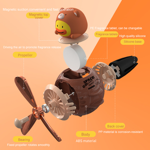 Animaux de dessin animé créatifs désodorisant de voiture ventilateur évent clip rotatif hélice parfum canard pilote ours sortie automatique parfum - Product Image 3