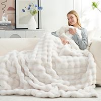 Plaid en fausse fourrure hiver, doux et moelleux, épais, lavable en machine pour canapé, chambre et salon