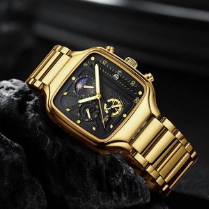 Drioshipping 2024 Hot Selling Luxury Men's Square Quartz <b>Wristwatches</b> <b>Waterproof</b> Luminous Stainless Steel Strap Crystal Dial - Product Image 3