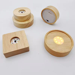 Industrial Wooden Lamp Base <b>with</b> Crystal Shade <b>LED</b> Incense <b>Diffuser</b> Holder 3 AAA Battery Powered Warm White <b>Light</b> Switch Control - Product Image 1