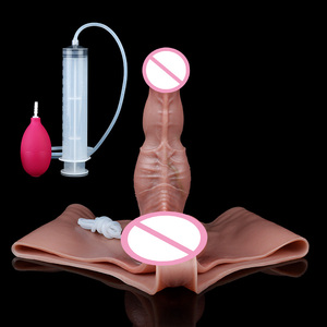 Culotte avec pénis intégré de 20,23 pouces, couleur chair/noire, avec dispositif d'éjaculation, design réaliste, fonction pulvérisation d'eau, pour stimulation du point G et des fesses - Product Image 2