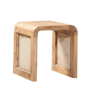 Table d'appoint élégante en bois massif de qualité supérieure avec un design artistique sculpté à la main, meuble d'appoint en bois naturel durable pour le salon - Product Image 3