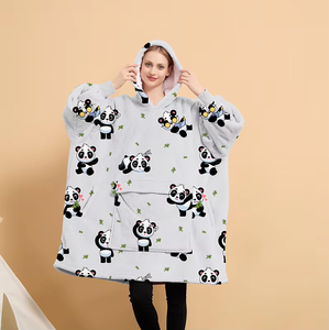 Factory Oversized Portable Eco-Friendly 100% Polyester Big Blanket <strong>Hoodie</strong> for Adults Extra <strong>Long</strong> Sherpa Wearable Hooded - Product Image 2