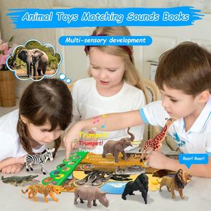 Figurines d'animaux Jouets avec livres sonores 10 pièces Figurines d'animaux <span class=keywords><strong>de</strong></span> <span class=keywords><strong>la</strong></span> <span class=keywords><strong>jungle</strong></span> réalistes et <span class=keywords><strong>livre</strong></span> d'animaux <span class=keywords><strong>de</strong></span> safari avec 10 boutons - Product Image 3