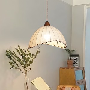 <span class=keywords><strong>Suspension</strong></span> LED en bois de style Wabi-Sabi japonais pour restaurant, abat-jour en <span class=keywords><strong>tissu</strong></span> artistique, gradation tricolore, spectre complet - Product Image 3