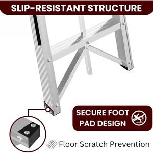 Deliladder Compact <span class=keywords><strong>3</strong></span>/4/5 <span class=keywords><strong>marches</strong></span> en aluminium cadre portable certifié CE bâton échelle anti-dérapant pédale hauteur accessible - Product Image 4