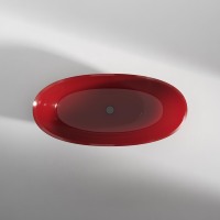 Baignoire ovale autoportante MH3004 en résine transparente de style européen, fonction de trempage, drain intégré, pour salle de bain d'hôtel de luxe