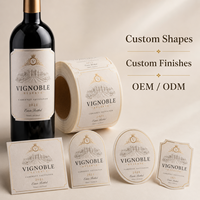 Etiquetas Personalizadas para Botellas de Vino, Adhesivos en Rollo con Relieve en Dorado, Resistentes al Agua, Embalaje de Lujo para Viñedos, Proveedor Directo de Fábrica