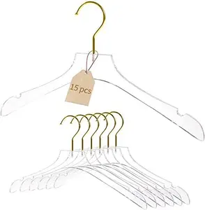Clothes Hanger Hooks Custom Logo Anti-slip Transparent Acrylic Clothing Adult Kids Clothes Hanger With Hook