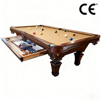 Table de billard classique sur mesure de 7 pieds avec pieds en bois massif, poches en cuir, pour usage domestique, billard et tennis de table, plateau en ardoise