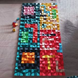 Décoration murale 3D en bois massif personnalisée de luxe, puzzle artisanal DIY, peinture décorative pour salon, art pour l'entrée d'hôtel, décoration murale suspendue - Product Image 2