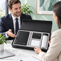 Coffret Cadeau d'Affaires Exécutif Personnalisé : Porte-documents A5, Stylo Métallique, Porte-cartes, Gobelet de Voyage – Idéal pour Réunions Clients de Conseillers Financiers