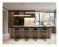 Meuble de cuisine îlot en MDF avec évier, design personnalisé, verre intelligent, conception gratuite
