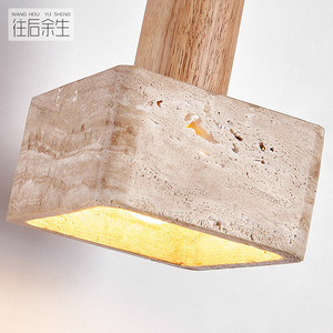 Solid Wood Square Pendant <b>Light</b> Led Warm <b>Light</b> For Hotels Guesthouses Walnut Color Single Head Chandelier - Product Image 3