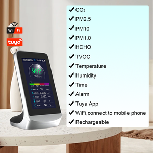Monitor Analizador de Aire de Escritorio con Conexión WiFi, Detector Portátil Inteligente para Interiores con App Tuya, Medidor de CO2, TVOC, PM2.5, Pantalla LCD, Batería - Product Image 5