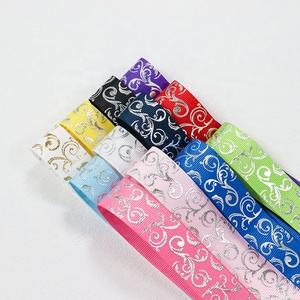 Venda quente 2.2CM Hot Stamping Impresso Floral Webbing Bow Fita De Presente De Poliéster Fita - Product Image 4