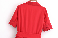 Robe chemise longue décontractée d'été pour femme, 12 couleurs, col rabattu, boutonnée, manches courtes, avec ceinture