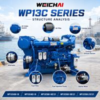 Moteur diesel marin SCDC Weichai WP13 450-500 CV 1800 tr/min, norme IMO Tier II, pour travaux de remorquage, bateaux de pêche et navires.
