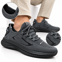 Chaussures de course en maille grise anthracite respirantes à lacets avec semelle amortissante pour hommes et femmes, chaussures décontractées