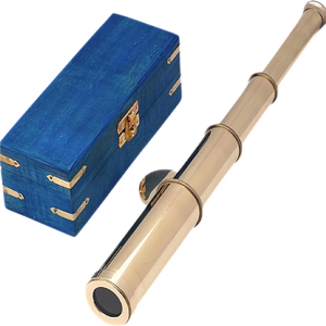 กล้องโทรทรรศน์โจรสลัดโบราณแบบถือทองเหลืองทึบพร้อมกล่องไม้สีน้ำเงิน - Product Image 6