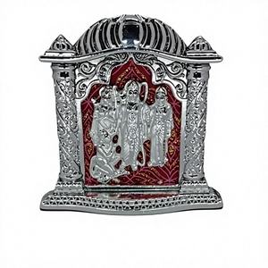 Idole religieuse Divine Ram Darbar en acier inoxydable, artisanat fait main, décoration d'art pour la maison, le temple, les mariages, 4,5 pouces, dieu hindou Ram Sita Lakshman - Product Image 1